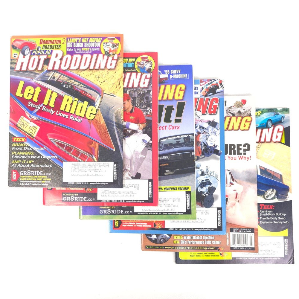 Popular Hot Rodding Magazine 2001–2005 6 Issues Chevy Mopar Tech Drag Barn Find